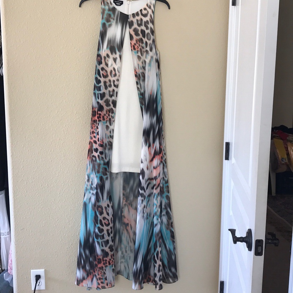 BEBE MULTI PRINT DRESS